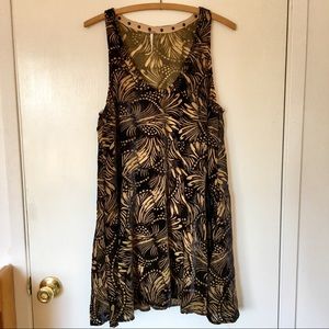 Free People Ellie Dress Black Gold Velvet Burnout